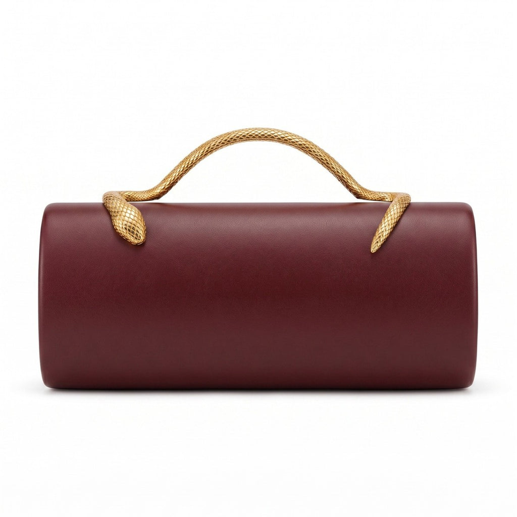 Chenova Snake-Embossed Structured Evening Bag