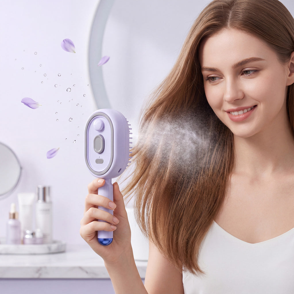 Chenova Electric Mist Scalp Massage Brush – Purple