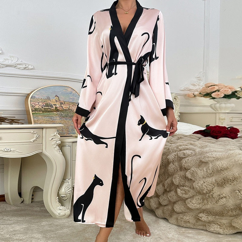 Chenova Women's Long Satin Robe