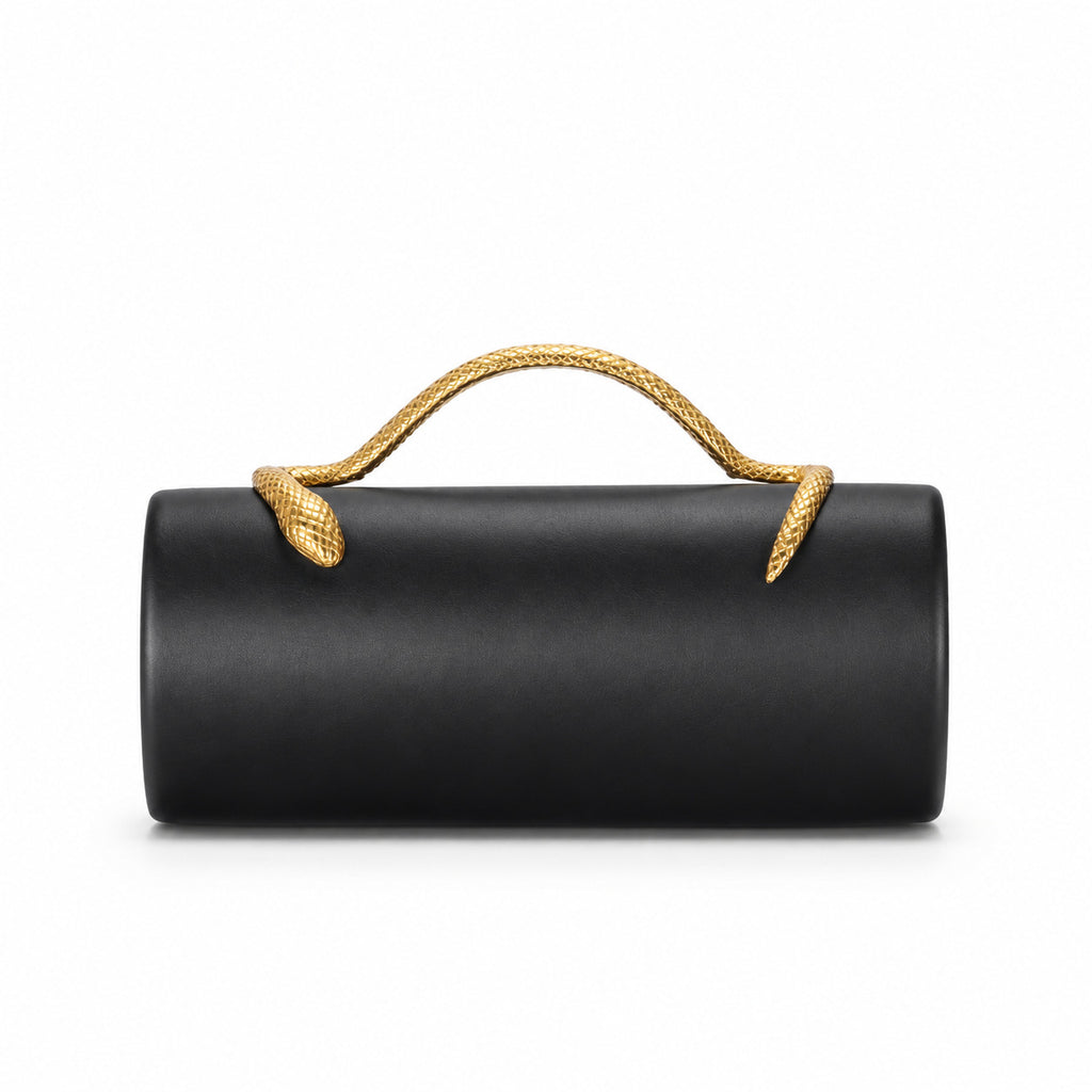 Chenova Snake-Embossed Structured Evening Bag