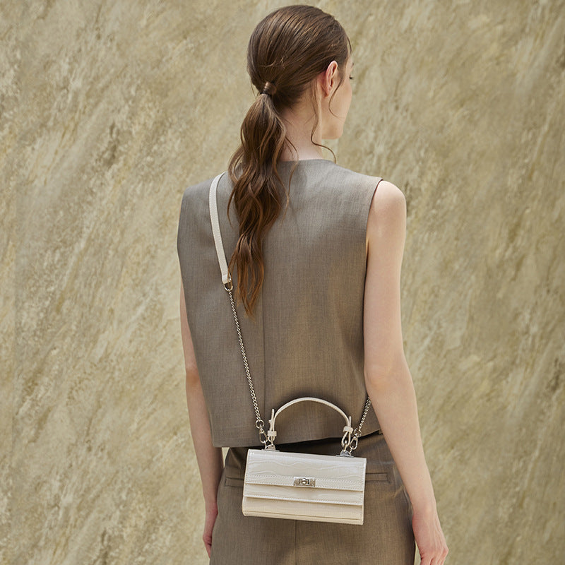 Chenova Croc-Embossed Genuine Leather Crossbody Bag