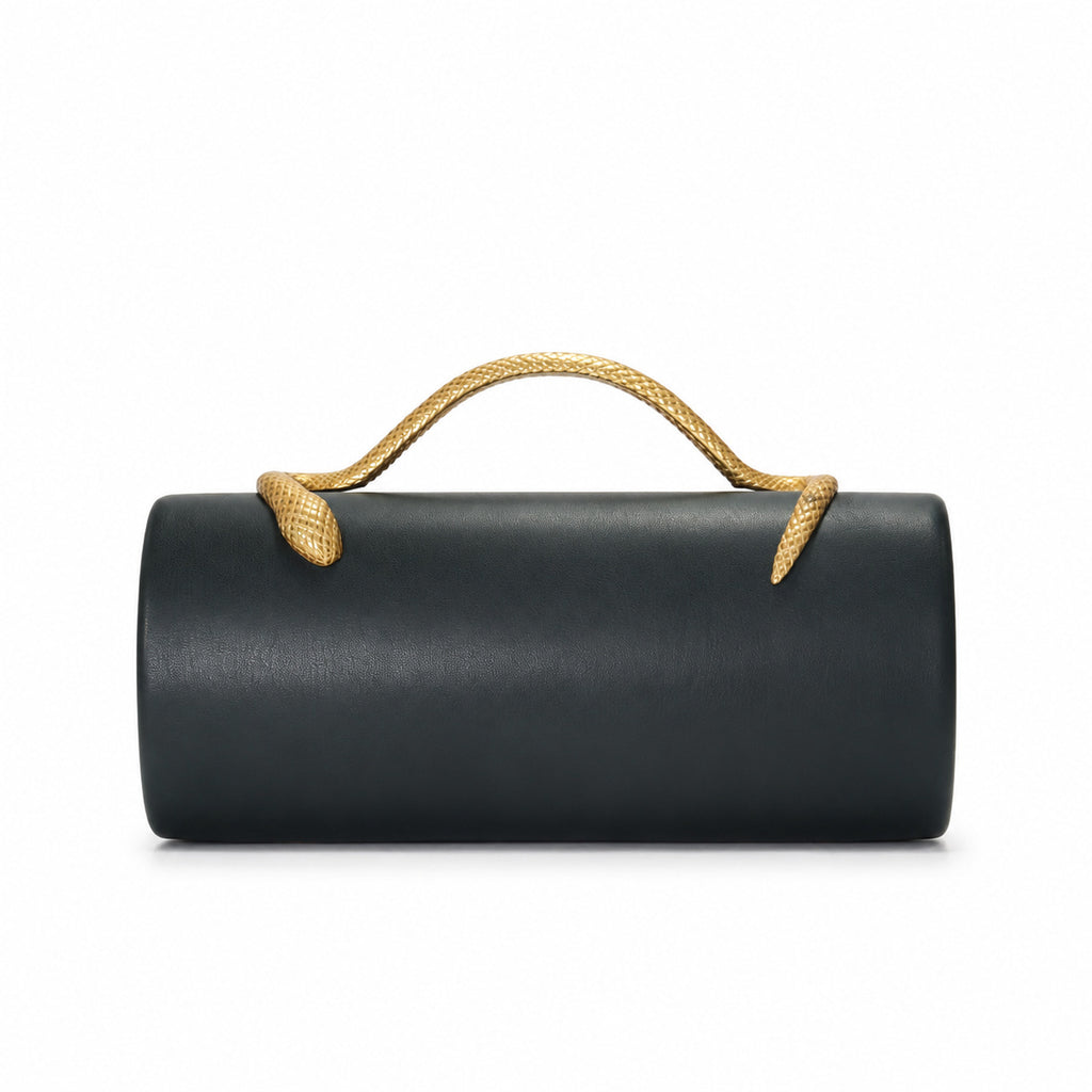 Chenova Snake-Embossed Structured Evening Bag