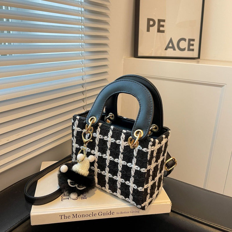 Chenova Plaid Wool-Look Mini Crossbody Bag